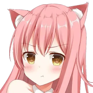 😊 Anime, Orejas de gato, Kawaii, Lindo, Chica, Pelo rosa telegram sticker