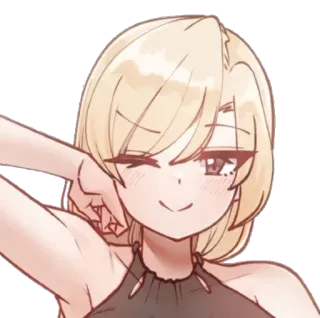 😉 Anime Mädchen, Zwinkern, Süß, Blondes Haar telegram sticker