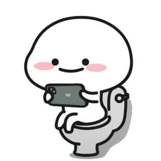 🪃 Hoạt hình, Nhà vệ sinh, Điện thoại, Ngồi, Dễ thương, Nhân vật telegram sticker