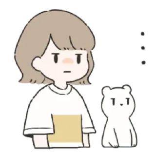 🌟 dessin animé, fille, ours, mignon, illustration, autocollant telegram sticker