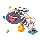 🏆 zebra, animal, cartoon, candy, striped, happy, celebration telegram sticker