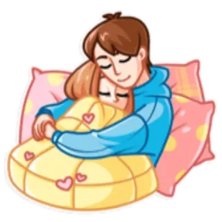 😴 paar, umarmen, liebe, zuneigung, romantik, schlafen, süß, cartoon telegram sticker