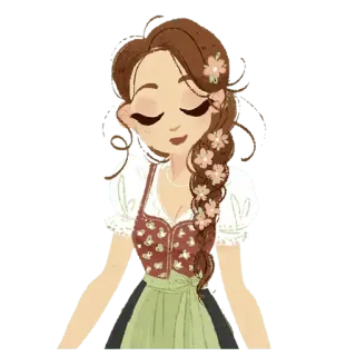 💎 fille, fleurs, dirndl, robe, traditionnel whatsapp sticker