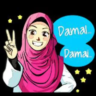 ✌️ Damai Damai мультфильм, хиджаб, мир, стикер whatsapp sticker