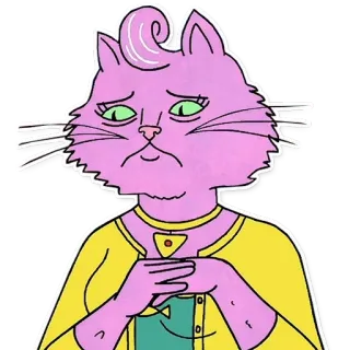 😿 Princess Carolyn BoJack Horseman кот, антропоморфный, мультфильм, телешоу, грустный, розовый, животное telegram sticker