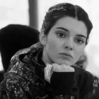 🧷 Kendall Jenner Modella, Celebrità, Persona, Donna, Ritratto, Monocromatico, Bianco e nero telegram sticker