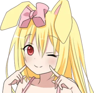 🖤 Anime, Dibujos animados, Lindo, Chica, Orejas de conejo, Guiño telegram sticker