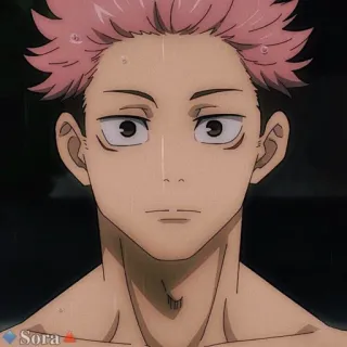 😨 Yuji Itadori Jujutsu Kaisen アニメ, 呪術廻戦, 虎杖悠仁, ピンク髪, 汗 telegram sticker