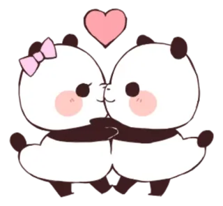😘 Panda, Amor, Lindo, Beso, Dibujos animados telegram sticker