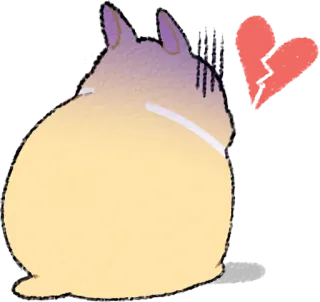 💔 traurig, liebeskummer, gebrochenes herz, hase, comic, aufkleber telegram sticker