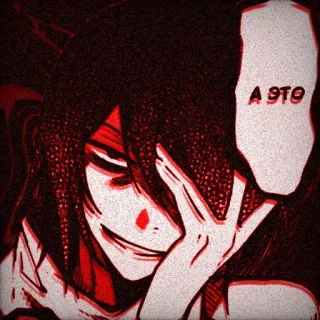 🌟 А ЭТО Anime, Sombrio, Vermelho, Assustador, Terror, Texto, Russo telegram sticker