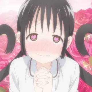 😍 Anime, Mädchen, Süß, Blumen, Erröten, Herzen telegram sticker