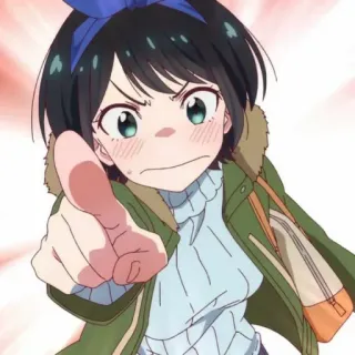 🍧 อนิเมะ, ผู้หญิง, ชี้, โกรธ telegram sticker
