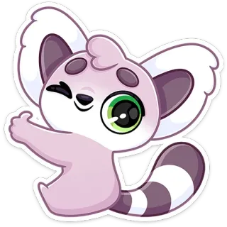👍 여우원숭이, 동물, 만화, 귀여운, 스티커, 윙크, 털복숭이 telegram sticker