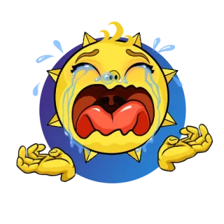 😭 sol, chorando, triste, emocional, lágrimas, chateado, desenho animado whatsapp sticker