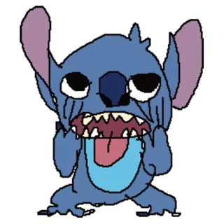 😈 Stitch Stitch, Alien, Lilo & Stitch, Cartone animato, Blu, Dito medio telegram sticker