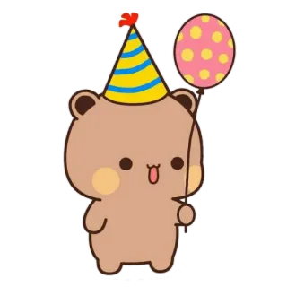 🎏 oso, cumpleaños, celebración, dibujos animados, animal, fiesta, sombrero, globo whatsapp sticker