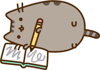 ✏️ Pusheen Katze, Schreiben, Notizbuch, Bleistift, Cartoon, Süß telegram sticker