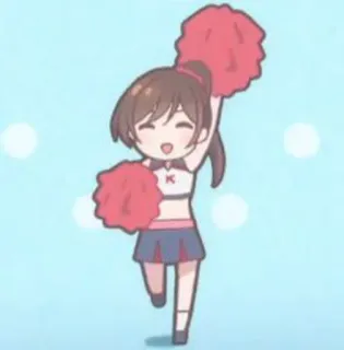 🌷 Cheerleaderka, Anime, Kreskówka, Pompony, Słodkie telegram sticker