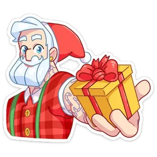 🎁 Santa Claus Santa Claus, Navidad, Fiestas, Regalo, Dibujos animados, Ilustración, Festivo, Celebración telegram sticker