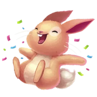 😃 토끼, 귀여운, 앙증맞은, 쾌활한, 행복한, 축하, 종이꽃가루 telegram sticker