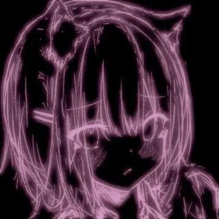 💓 动漫女孩, 猫耳, 粉色轮廓, 唯美, 卡哇伊, 可爱, 卡通 telegram sticker