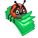 🤑 mariquita, dinero, lindo, insecto, dibujo animado, animal, pegatina whatsapp sticker