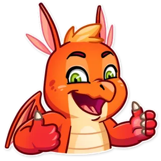 👍 dragon, dessin animé, animal, pouce levé, mignon, fantaisie telegram sticker