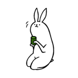 🍶 lapin, lapinou, animal, mignon, boisson, gobelet vert whatsapp sticker