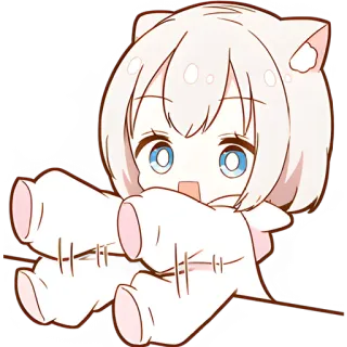 🥹 Anime, Chibi, Mignon, Kawaii, Oreilles de chat, Manga, Personnage telegram sticker