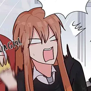 🍂 WAGH! dibujos animados, gritando, impactado, anime, exclamación, divertido, mujer, cómic telegram sticker