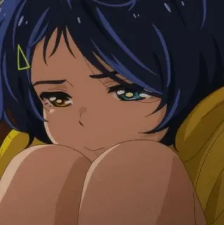 🧚‍♀ アニメ, 女の子, 悲しい, かわいい, 青髪, 涙 telegram sticker