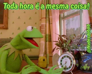 ⏰ Kermit Toda hora é a mesma coisa! Kermit, Muppets, frog, meme, clock, Toda hora é a mesma coisa telegram sticker