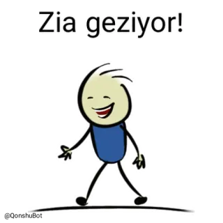 🚶‍♂️ Zia geziyor! cartoon, stick figure, walking, happy, animation telegram sticker