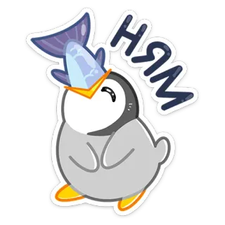 🍽 НЯМ pingüino, pez, lindo, animal, dibujos animados, merienda, comiendo telegram sticker