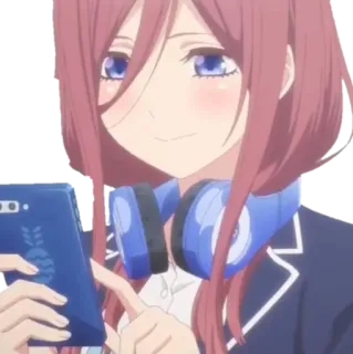 📱 Miku Nakano The Quintessential Quintuplets anime, girl, headphones, miku nakano, the quintessential quintuplets telegram sticker