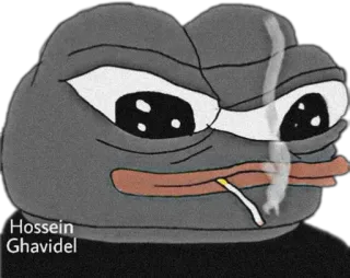 🚬 Hossein Ghavidel pepe, internet meme, cartoon, kikker, sigaret, roken telegram sticker