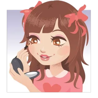 💄 ragazza, trucco, bellezza, cosmetici, eyeliner telegram sticker