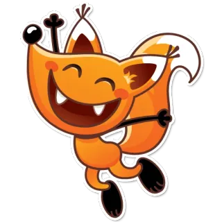 😄 dessin animé, renard, joyeux, animal, orange, autocollant telegram sticker