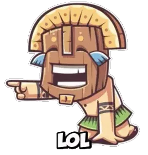 😂 LOL tiki, laughing, lol, funny, cartoon, pointing telegram sticker