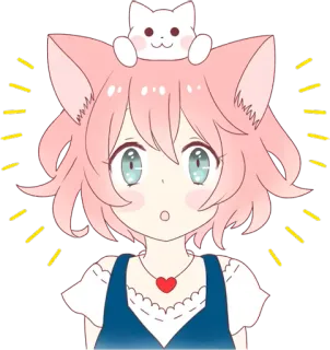 ☝ Ragazza anime, Orecchie da gatto, Kawaii, Carino, Chibi telegram sticker