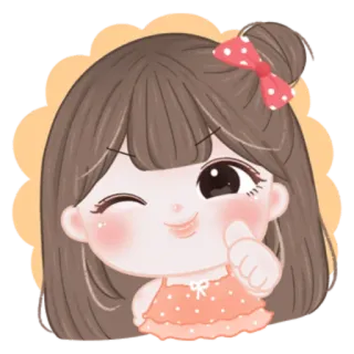 🎀 cartoon, girl, cute, wink, kawaii, thumb up telegram sticker