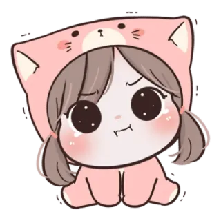 🍒 cartoon, meisje, schattig, verdrietig, sticker, kawaii, chibi whatsapp sticker
