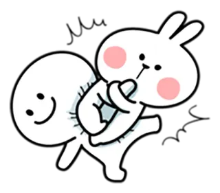 👿 conejo, lindo, dibujos animados, blanco, conejito, feliz, simple whatsapp sticker