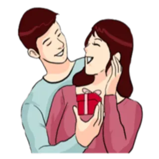 🎁 casal, presente, amor, romance, desenho animado, celebração telegram sticker