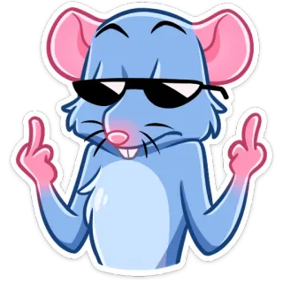 🖕 rata, ratón, dedo medio, ofensivo, dibujo animado, pegatina, animal, gafas de sol telegram sticker