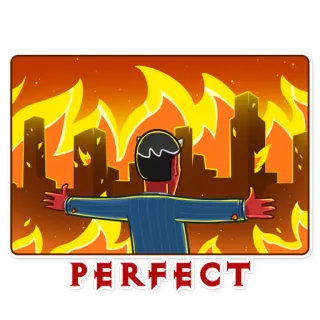 🌆 PERFECT fogo, ardente, cidade, desastre, destruição, sucesso telegram sticker