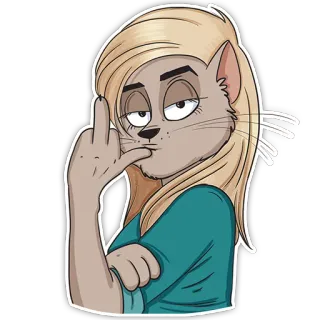 🖕 antropomorfik, kucing, jari tengah, menyinggung telegram sticker