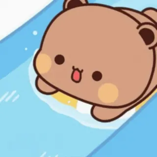 🌊 ours, dessin animé, mignon, animal, toboggan, natation, piscine telegram sticker
