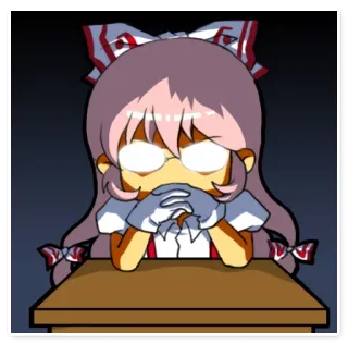 👤 Аниме, Девушка, Стол, Персонаж, Ленты telegram sticker
